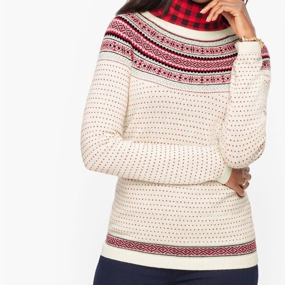 New Talbots NORDIC FAIR ISLE CREWNECK SWEATER lambs wool blend size 3X - Picture 1 of 8